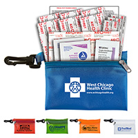14 Piece First Aid Kit with Plastic Carabiner Attachment